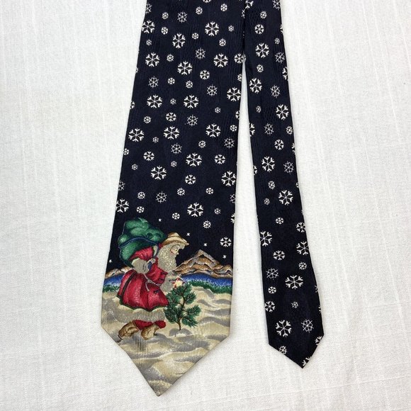 Santa Claus Silk Neck Tie 56” Holiday Traditional Xmas Professional Ferrell Reed - Picture 6 of 8